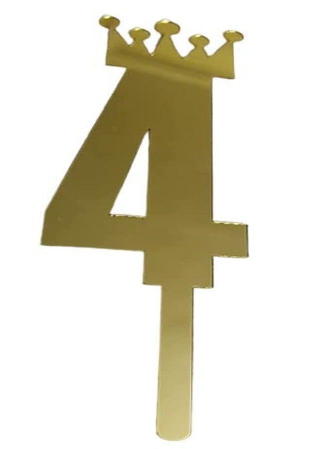 موريل زينة كعكة موريل الذهبية اللون رقم 4 مع زينة عيد ميلاد سعيد لتزيين كعكة عيد ميلاد الأطفال، أعلام للبنات/الأولاد/الأطفال. - Image 3